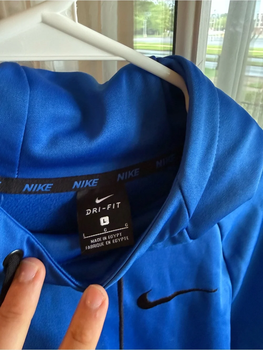 Nike Men's Large Blue Dri-FIT Pullover Hoodie Athletic Sweatshirt